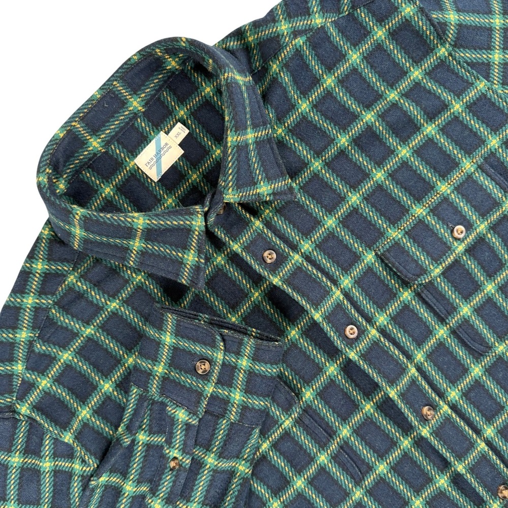 Fair Harbor Dunewood Flannel Shirt Mens XXL Green Plaid Long Sleeve Button Down